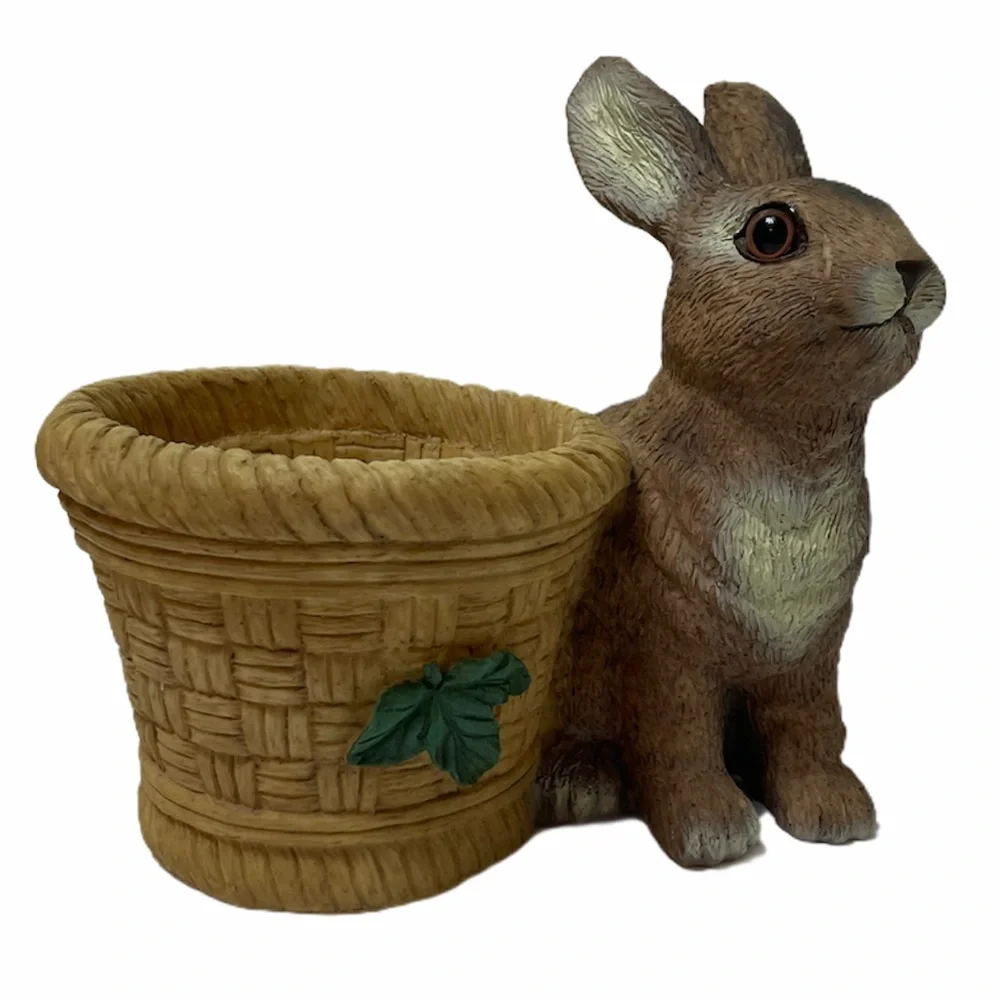 Vintage Rabbit Pot Planter Indoor Outdoor Resin Primitive Rustic Cottage Core